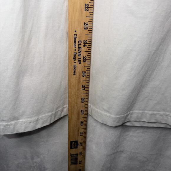 DENIM & FLOWER•Ricky Singh Sz Large White Tee w/Red Vintage-like Christmas Toast - Picture 6 of 7